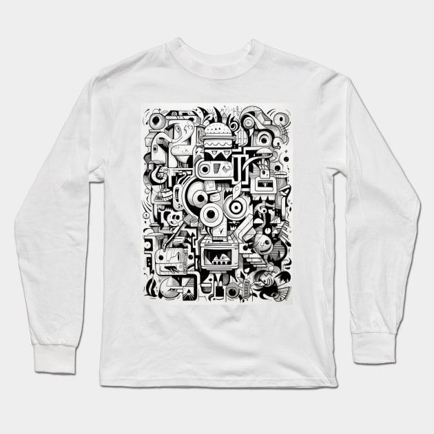 Cartoon Anteater Graffiti #2 Long Sleeve T-Shirt by Chromatic Fusion Studio